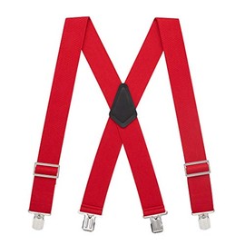 Suspender Store 2-Inch Wide Low-Stretch Logger Suspenders - Sturdy Pin Clip - 54" for 6'1" to 6'5" tall - Red