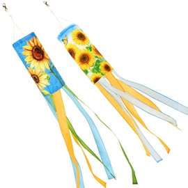 NOVWANG 2 Pieces Windsock Flag, 40 Inch Sunflower Butterfly Windsock Wind Socks for Outside Sunflower Wind Sock Summer Windsock for Home Garden Yard Balcony Decoration