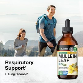  BIO KRAUTER Mullein Drops for Lungs - Vegan Respiratory Supplements - Sugar & Alcohol Free Mullein Extract for Lung Cleanse - Breathing Support Supplement - 4 Fl. Oz.
