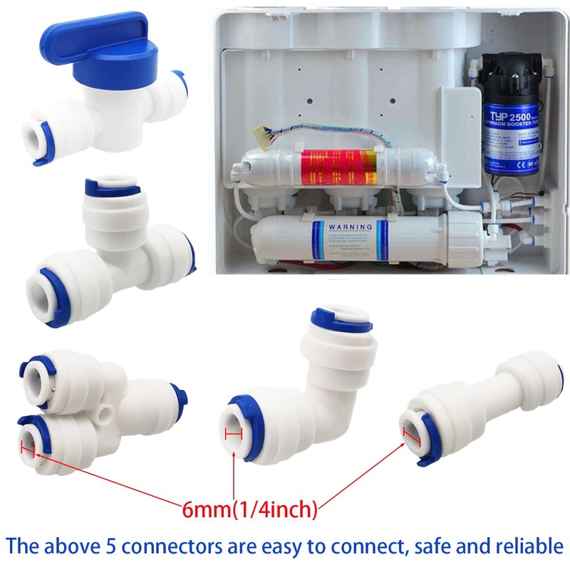 CESFONJER 1/4" OD Quick Connect/Shutoff Valve/Isolation Valve,1/4" Refrigerator Freezer/Reverse Osmosis