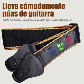 2 PCS Correa para Guitarra，con Botón de Metal y anillos de retención，Longitud ajustable，con 4 Púas de Guitarra,para variedad de guitarras, acústica, guitarras eléctricas, ukelele, bajos, etc.