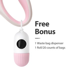 Fida Retractable Dog Leash with Dispenser and Poop Bags, 16 ft Pet Walking Leash for Medium Dog or Cat up to 44 lbs, Anti-Slip Handle, Tangle Free, Reflective Nylon Tape (M, White)