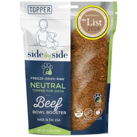 Side by Side Beef Bowl Booster, Freeze-Dried Raw Superfood, Neutral Dog Food Topper for All Breeds, Made of Whole Foods, Every Ingredient Has a Purpose, No Artificial Additives, 4 oz, Pack of 2