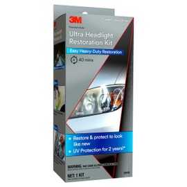 3M 3M Ultra Headlight Restoration Kit, Contains Masking Tape, Light Sanding Discs, Wax Protectant and More, Use on Plastic Lenses Headlights, Taillights and More, Easy Heavy-Duty Restoration (39195)