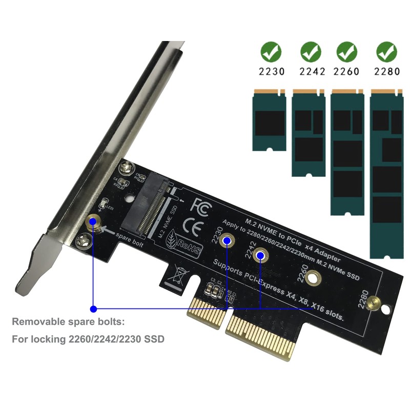 Bejavr M.2 NVME to PCIe 3.0/4.0 x4 Adapter, NVME/AHCI SSD