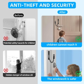 KRYVLEXA Heavy Duty Door Chain Lock - 304 Stainless Steel, Spring Loaded Pushbutton Latch, Child & Pet Proof, No-Drill Installation for Interior,Front,Hotel Doors (Black)