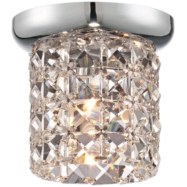 Cesenna Luxury Close to Ceiling Light Flush Mount Fixture 4 3/4" Wide Chrome Studded Glass Crystal Cylinder Shade for Bedroom Hallway Living Room Dining Room Bathroom Kitchen - Vienna Full Spectrum