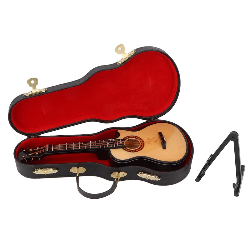Minature Guitar Model Wooden Mini Musical Instrument Guitar Replica with