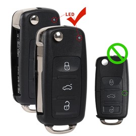 3-button repair kit car key replacement housing with blank compatible with VW Tiguan Beetle EOS Jetta Golf UP Polo T5 Caddy