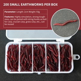 350 Pieces Artificial Bait Worms Fish, Cosswe Worm Fishing Lures Artificial Bait Worms Fish, Soft Plastic Worms, Fishing Bait Box Set 150 Mealworms + 200 Small Earthworms