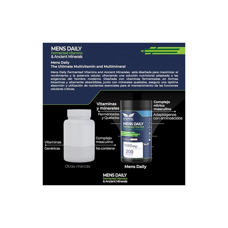 ETERNAL NUTRITION Men's Daily: Multivitamínico Hombre 4 en 1 (200