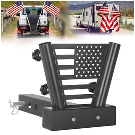 Heavy Duty Dual Hitch Flag Pole Holder Fits 2" Trailer Receiver, Truck Hitch Flag Pole, Universal Flag Pole Mount Compatible with Car, Truck, SUV, Pickup, Camper & Trailer
