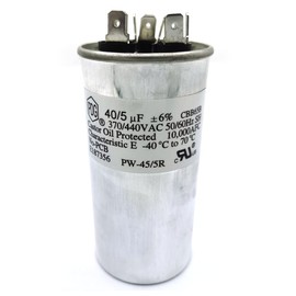 CBB65B 40+5 uf/MFD ±6% 370-440 VAC Volts Round Dual Run Capacitor 50/60 Hz AC Electric Condenser Straight Cool or Heat Pump Air Conditioner