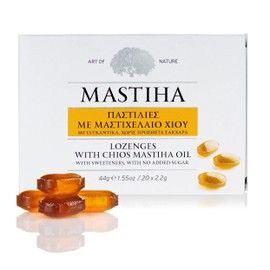 Mastihashop Greek Throat Lozenges with Chios Mastiha Oil for Dry Mouth and Dry Cough Relief - Gluten Free lozenges for Sore Throat Relief - 20 Lozenges