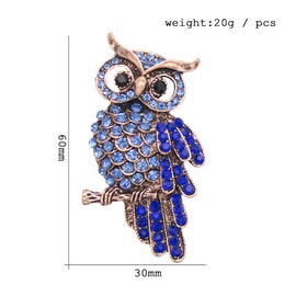 Crystal Owl Brooches For Women Cute Big Blue Eye Owl Bird Brooch Pin Rhinestone Animal Brooch Pins Fashion Jewelry Accessories for Women Men Gift, Metal, no gemstone