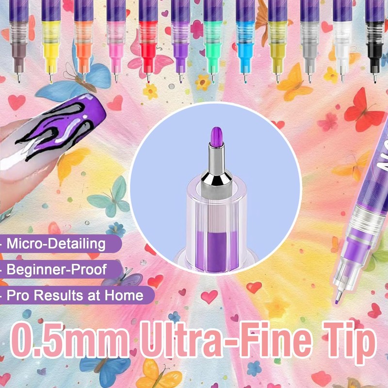 2026 New Model12 Color Nail Art Pens Set–Waterproof and Quick-Drying