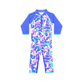 weVSwe Infant Swimsuit Girl UPF 50+ Sun Protection Rashguard Baby Girl Bathing Suit Purple Camouflage Long Sleeve Swimwear 3 Years