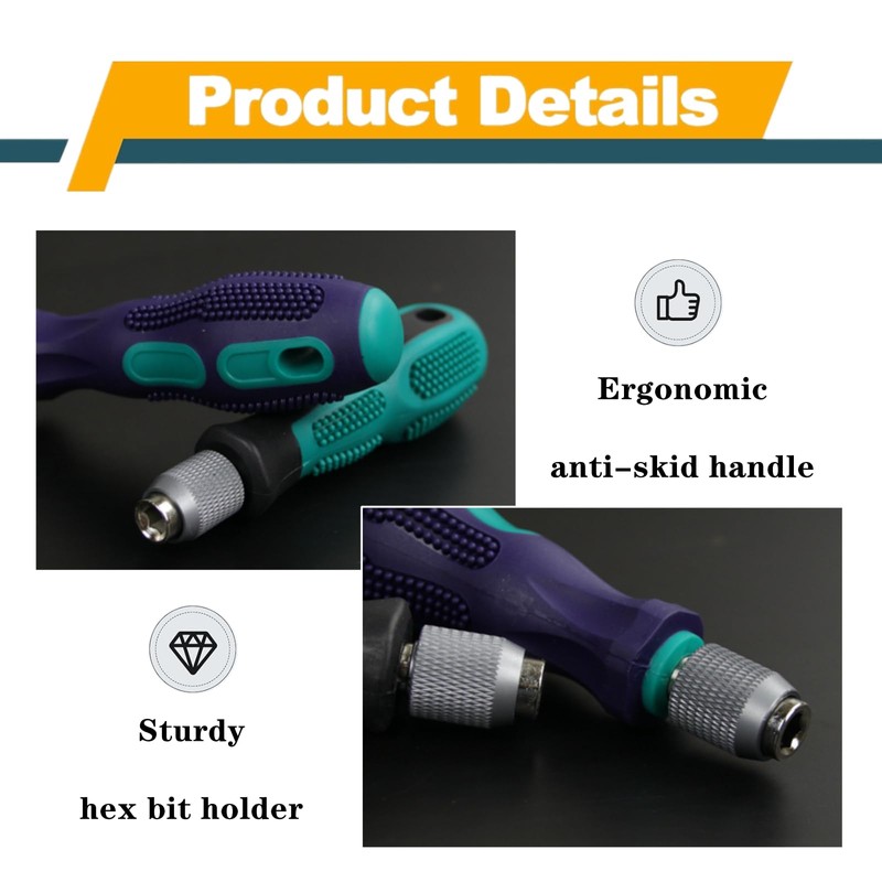 2 Pcs Bit Driver Handle Professional 1/4 inch Screwdriver Quick