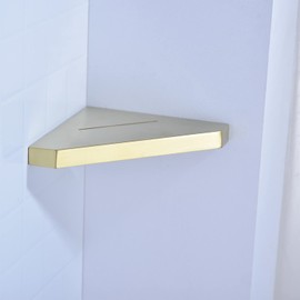TRUSTMI Bathroom Corner Shelf, 12-Inch Triangle Shower Shelf, Wall Mounted Kitchen Floating Shelves, SUS304 Stainless Steel Organizer Storage, Brushed Gold
