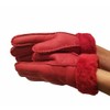 Warm Red Sheepskin Shearling Gloves Handmade for women by Katz