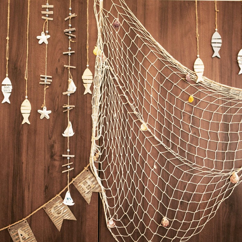 Sourcing Map 2 Pack Decorative Fishing Net Decor, Blue 80x40