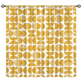 KANEPE - Cortinas geométricas amarillas, modernas y modernas con diseño de círculos, cortinas opacas con bolsillo para barra, 2 paneles para recámara, sala de estar, 72 pulgadas de ancho x 63 pulgadas