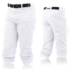 Franklin Sports Youth Baseball + Softball Pants - Knee High White Baseball Pants for Kids - Boys + Girls Knicker Style Bottoms with Belt Loop - White - Youth Small