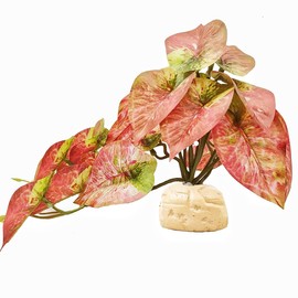 KERUIDENG Reptile Plants for Terrarium Decor,Amphibian Habitat Decor, Bearded Dragon Tank Accessories,Artificial Plants for Gecko Chameleon Snake Tortoise with Base (Arrowhead)