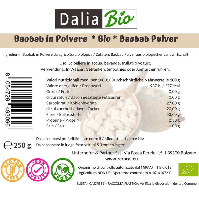 Dalia - Baobab Biologica In Polvere - 250 Gr |