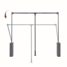 Nisorpa Pull Down Closet Rod for Hanging Clothes, 35-47 Inch Adjustable Aluminum Telescoping Clothes Rod & 45 LBS Load Capacity, Two-way Buffering Closet Pull Down Rods, Grey