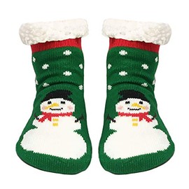TOSKATOK Festive Xmas Cosy Fleece Lined Slipper Gripper socks for Men, Women, Girls, Boys, Family-SNOWMAN