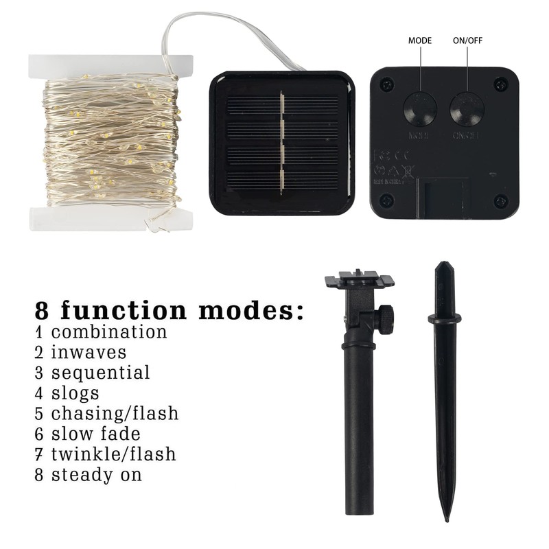 Dazzle Bright 2 Pack Solar String Lights Outdoor, Total 80FT