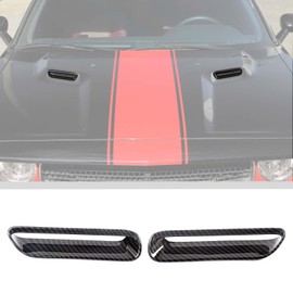 JWWY for Challenger Hood Air Conditioner Air Outlet Trim for 2009-2014 Dodge Challenger Accessories, ABS Carbon Fiber 2pcs