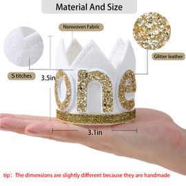 WAOUH Corona de bebé para el primer cumpleaños, diadema de fiesta de primer cumpleaños, corona de purpurina