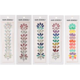 MAGICLULU Pegatinas de Joyas Faciales 5 Hojas Autoadhesivas Cristales Acrílicos Fáciles de Remover para Cosplay y Fiestas Nocturnas