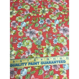 Penny Rose Floral Lawn Fabric 100% Cotton Smocking Coral  54" Wide