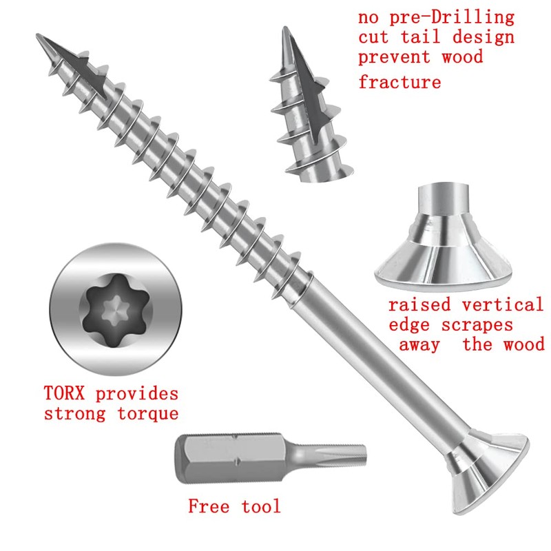 JOUGU Wood Screws #6 × 1-1/2 inch Torx Star Drive
