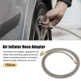 X AUTOHAUX 150cm 59" Car Tire Air Inflator Hose Adapter Extension Quick Connect