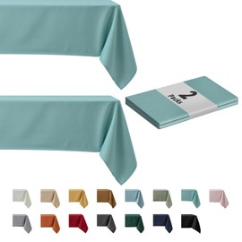 maxmill 2 Pack Rectangle 52 x 70 Inch Turquoise Textured Tablecloth Waterproof Spillproof Wrinkle Free Table Cloth, Kitchen Dining Table Decoration, Fabric Table Cover for Outdoor and Indoor Use