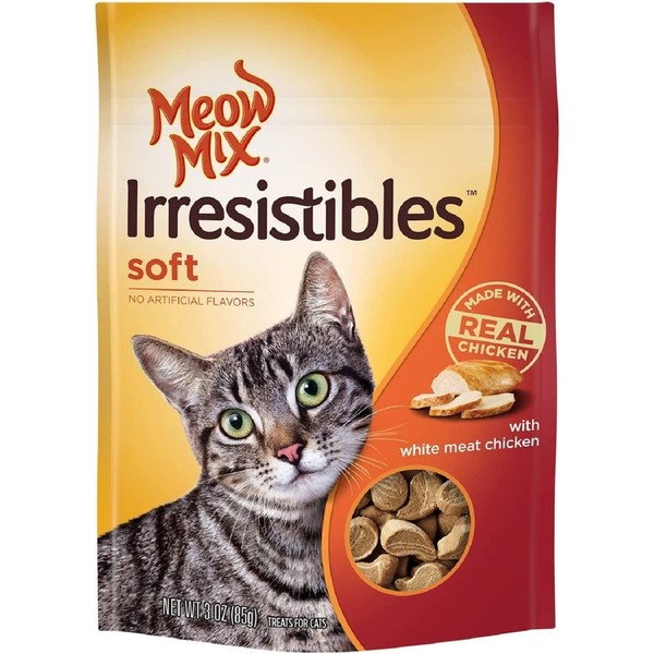 Meow Mix Irresistibles Soft Cat Treats, White Meat Chicken, 3 Ounce (Pack of 5)