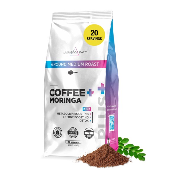Livingood Daily Coffee with Moringa, Ground Medium Roast Coffee with