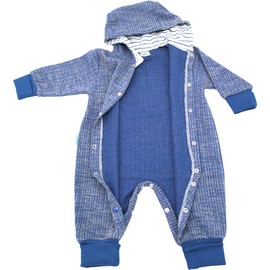 Tontiny Baby Rompers Cotton Hooded Onesie, Snug Fit Snap-Front Footed Jumpsuit, Long Sleeve One-piece Infant Overall, Baby Clothes for Boys Girls, 3-6 Months, Blue