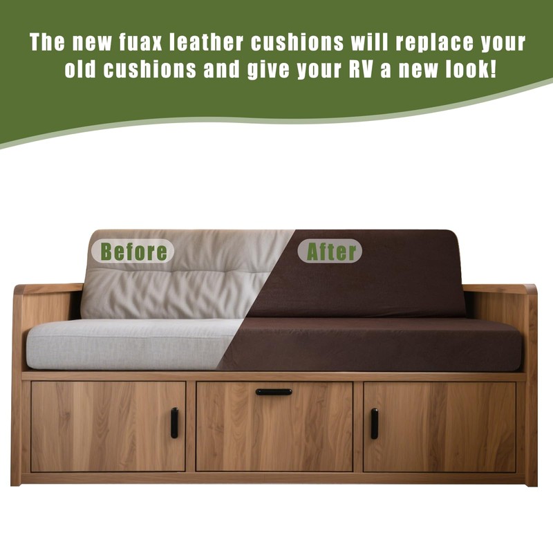 Oloepfo 4PCS Leather Look RV Dinette Cushion Covers, Stretchable Camper