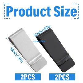 WeddHuis Pack of 4 Money Clip Stainless Steel Slim Multifunctional Money Clip Credit Card Clip Note Clip for Men and Women (Black and Silver)