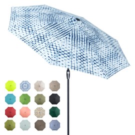 Tempera 9ft Patio Market Outdoor Table Umbrella with Auto Tilt and Crank,Large Sun Umbrella with Sturdy Pole&Fade resistant canopy,Easy to set, Dot