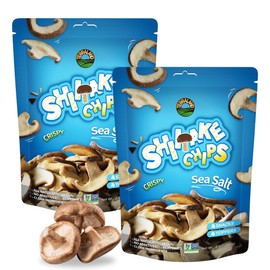 Terraland Shiitake Chips - Sea Salt, Crispy & Crunch Mushroom Snack, Non GMO, Vegan, Topping for Salads and Soups 2.12oz Bag - Pack of 2