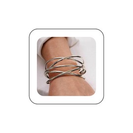Xduargs Boho Layered Wrist Cuff Wrap Bracelet Punk Vintage Stackable Cuff Bracelet Silver Wire Bangle Bracelet Cuff Open Adjustable Bangle Bracelet Jewelry for Women and Girls