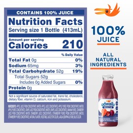Odwalla Berries Smoothie - Fruit Smoothie Mix Ready to Drink - Juice Blend, No Added Sugar, No Preservatives - 13.9 oz Glass Bottles (12 Pack)