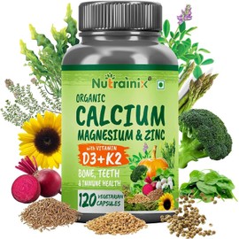 SENTA SENTA Plant Based Organic Calcium, Magnesium, Zinc, D3 & K2, Supports Bone Health, 120 Count