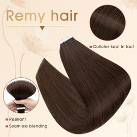 Rich Choices Tape-In Real Hair Extensions, 30 cm, Pack of 10, #4 Medium Brown Hair Extensions, Real Hair, Remy, Silky Straight, Invisible Tape-In Hair Extensions, Natural Hair Thickening